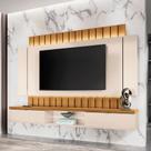 Painel Home Suspenso 2.2 para TV até 70" Sala de Estar Shawn Off White/Cinamomo G26 - Gran Belo Painel Home Suspenso 2.2 para TV até 70" Sala de Estar Shawn Off White/Cinamomo G26 - Gran Belo