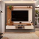 Painel Home Suspenso Leon Para Tv Até 65 Polegadas Off White Freijó - Móveis Leartam