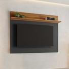 Painel Home Suspenso Para TV Até 50 Polegadas 1 Prateleira Sala de Estar Preto e Marrom Madeira