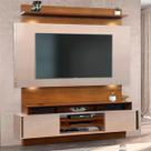 Painel Home Theater Suspenso Rack Louro Freijo/Off White