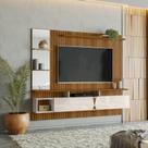Painel Intense P- Tvs Até 55'' Gaveteiros E Prateleiras Suporte - Freijo Ripado off White