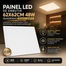 Painel LED Embutir 62x62cm Slim 48W Branco Quente