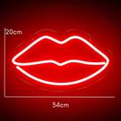 Painel Led Neon Boca Iluminação Rosa 35 cm Painel Led Neon Boca Iluminação Rosa 35 cm