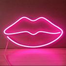 Painel Led Neon Boca Iluminação Rosa 35 cm