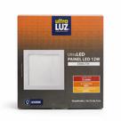 PAINEL LED QUADRADO EMBUTIR 12W BIVOLT 6500K (Ultra Luz)