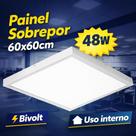 Painel LED Sobrepor Quadrado 60x60cm 48W Branco Frio