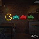 painel letreiro led Neon Pacman Hot Dog decoracao festa bar