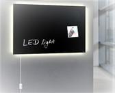 Painel Lousa De Vidro Temperado preta 100x60cm com led