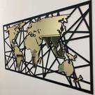 Painel Mapa Grande com Detalhe em Acrílico Dourado Premium MDF 150x70cm