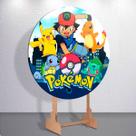 Painel Mini ou Grande Sublimado Capa Decorativa Caçadores Anime Poke e Amigos Festa Estampa Redondo