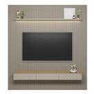 Painel Modular Ripado 2,60m com Nicho Curvo e Prateleira Led Linea Brasil