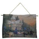 Painel Natal Com Leds 65x45cm Tecido Gobelim Vila Natalina