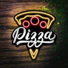 Painel Neon Led Acrílico Preto Pizza Decoração Pizzaria Luz