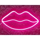 Painel Neon Led Boca Iluminação Rosa 50 Cm Painel Painel Neon Led Boca Iluminação Rosa 50 Cm Painel