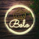 Painel Neon Led Bolo Aplique Decoração Luminosa Confeitaria