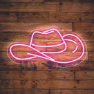 Painel Neon Led Chapéu Rosa Boiadeira Decoração Festa