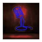 Painel Neon Led Microfone Decoração Luminoso Podcast