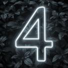 Painel Neon Numero Quatro 4 Instagram Iluminação Branco 50cm