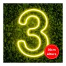 Painel Neon Numero tres 3 Instagram Iluminação 30 Cm