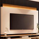 Painel Nobre com LED TV até 85 Polegadas em Off White/Cinamomo G26 - HB Móveis