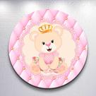 Painel p/ Festa Menina Ursinha Princesa Rosa Sublimado Redondo Capas Decoração Infantil Tamanhos Min