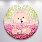 Painel p/ Festa Menina Ursinha Princesa Rosa Sublimado Redondo Capas Decoração Infantil Tamanhos Min