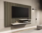 Painel Para Sala De Estar Suspenso de Parede Para TV Até 50 Polegadas Com Prateleira Design Moderno MDF Veneza