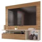 Painel para TV 55 Pol com Bancada Suspensa 136cm Brasil Buriti/Off White - Caemmun Painel para TV 55 Pol com Bancada Suspensa 136cm Brasil Buriti/Off White - Caemmun