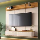 Painel Para TV 70 Pol Bancada Suspensa Orgânica Cheri B01 Off White Cinamomo - Lyam Decor