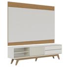 Painel para TV 75 Pol Chile e Rack Bancada Itália C05 Off White Matte/Freijó - Mpozenato Painel para TV 75 Pol Chile e Rack Bancada Itália C05 Off White Matte/Freijó - Mpozenato