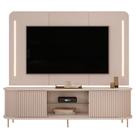 Painel Para TV 75 Pol e Rack Bancada Ripado 218cm World D04 Off White - Mpozenato Painel Para TV 75 Pol e Rack Bancada Ripado 218cm World D04 Off White - Mpozenato