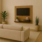 Painel Para Tv Até 32 Polegadas Com Prateleira Liso e Ripado