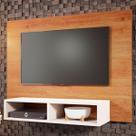 Painel para TV Até 42 Polegadas Baly 2 Nichos Mel/Off White - Viero Móveis Painel para TV Até 42 Polegadas Baly 2 Nichos Mel/Off White - Viero Móveis