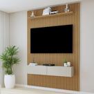 Painel para TV até 50 Polegadas MDF 134cmx218cm Frisado Curitiba Marrom Cinamomo/Off White Painel para TV até 50 Polegadas MDF 134cmx218cm Frisado Curitiba Marrom Cinamomo/Off White