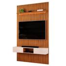 Painel Para TV Até 55 Polegadas 1,43m Ripado Autêntico Com Led e Nicho Montreal Madeirado/Off White