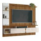 Painel para TV até 55 Polegadas com Espelho 1,83m Intense Ripado Impressão 3D Freijó/Off White Perolizado Lukaliam