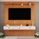 Painel para TV até 55 Polegadas Ripado MDF 250CMX184CM Royale Marrom Painel para TV até 55 Polegadas Ripado MDF 250CMX184CM Royale Marrom