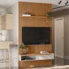 Painel para TV Até 60 Polegadas 1 Porta 140 Cm Nature Ripado/Off White - Linea Brasil