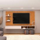 Painel para TV até 60 Polegadas MDF 179cmx108cm Frisado Decorativo com Nicho 1 Porta Deslizante Friz Marrom Freijó/Off White Painel para TV até 60 Polegadas MDF 179cmx108cm Frisado Decorativo com Nicho 1 Porta Deslizante Friz Marrom Freijó/Off White