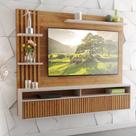 Painel para TV Até 65 Polegadas Chandon 1 Porta 3 Prateleiras Ripado Mel/Off White