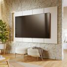 Painel para TV até 65 Polegadas com 216,8cmx135cm Led Amalfi Branco Off White Matte/Freijó