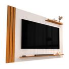 Painel Para TV Até 65 Polegadas Detalhe Ripado Com Prateleiras Aden Off White/Madeirado