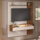 Painel para TV até 65 Polegadas Ripado com Led 3 prateleiras 1 Porta Artely Matisse