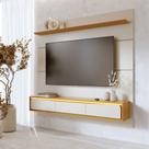 Painel para TV Até 65 Polegadas Tahiti 3 Portas com Led Off White Matte/ Freijó - Colibri