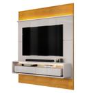 Painel Para Tv Até 70 Polegadas 1,80m Ripado 2 Gavetas E Led James Off White / Madeirado