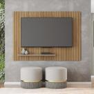 Painel para TV até 70 Polegadas MDF 180cmx120cm Frisos Decorativos Valença Marrom Buriti/Fendi