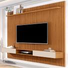 Painel para TV Até 70 Polegadas Vênus Ripado 2 Portas 1 Prateleira Nature/Off White 690 - Giga Móveis