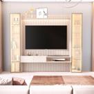 Painel para TV até 75 Polegadas com LED com Vidro Reflecta 100% MDF 259cmx219cm 2 Cristaleiras Porta Vitoria Regia Yescasa
