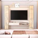 Painel para TV até 75 Polegadas com LED com Vidro Reflecta MDF 259cmx219cm Conjunto em com Led e Torres Vitoria Regia YesCasa