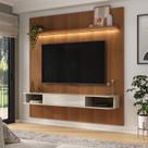 Painel para TV até 75 Polegadas com LED MDF 182,5cmx183cm Nichos, Porta Basculante Belluno Marrom Cinamomo/Off White Painel para TV até 75 Polegadas com LED MDF 182,5cmx183cm Nichos, Porta Basculante Belluno Marrom Cinamomo/Off White